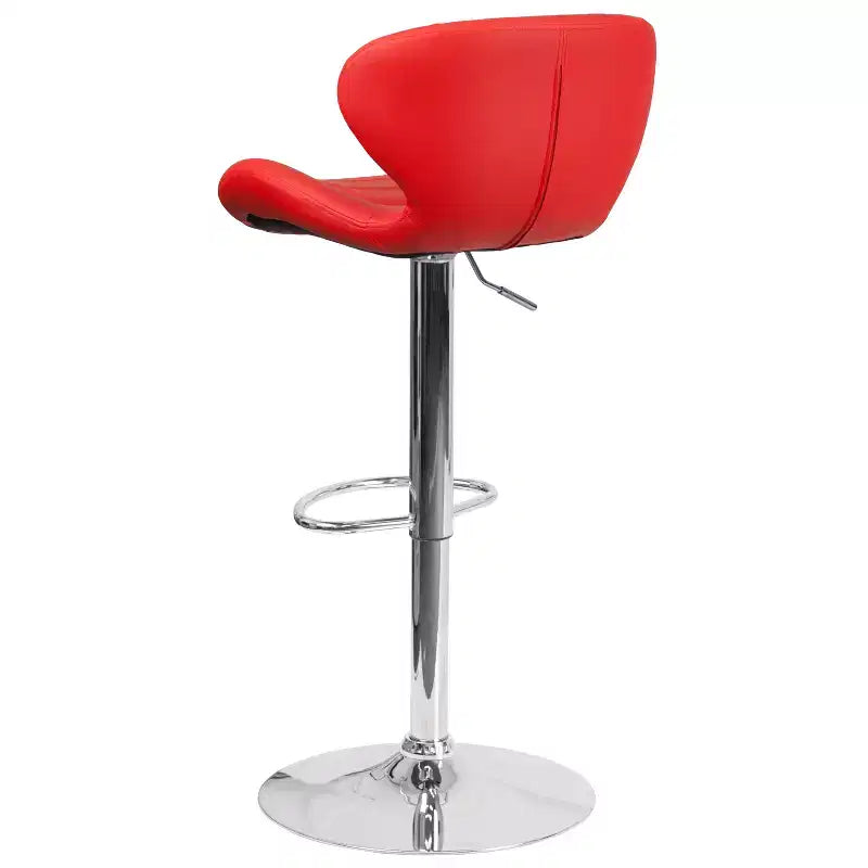 Tabouret de bar contemporain réglable en hauteur avec dossier incurvé et base chromée