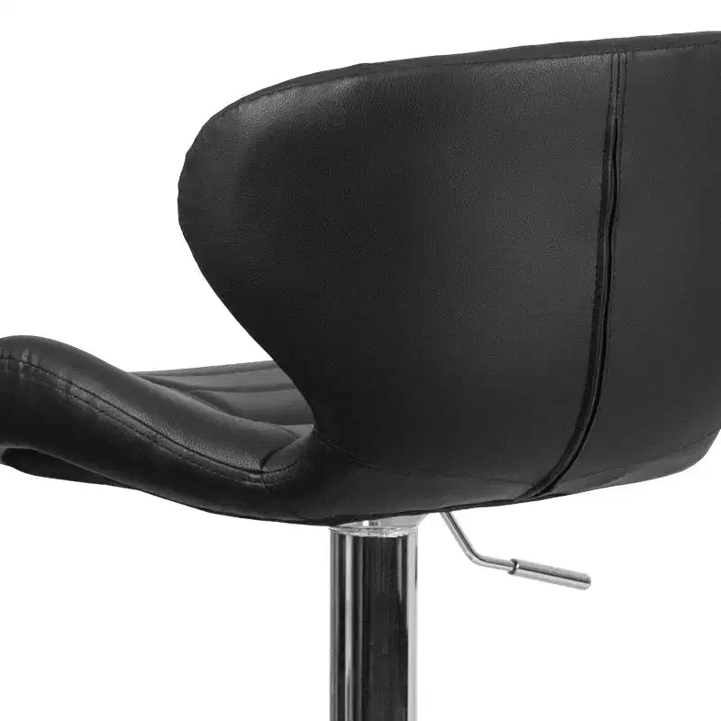 Tabouret de bar contemporain réglable en hauteur avec dossier incurvé et base chromée