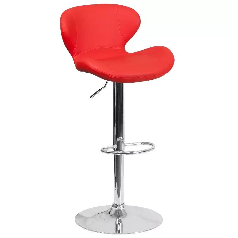 Tabouret de bar contemporain réglable en hauteur avec dossier incurvé et base chromée