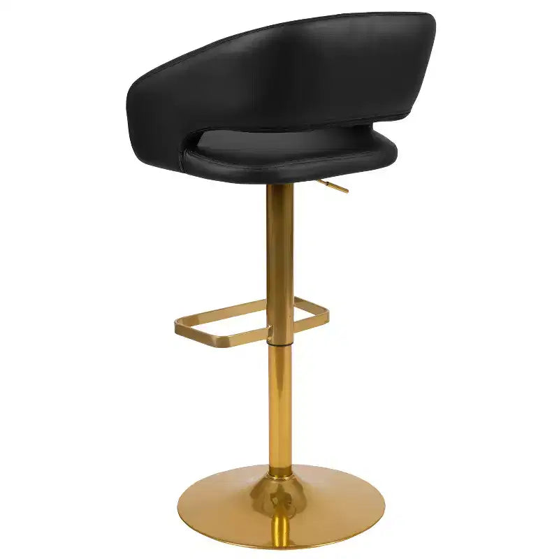 Tabouret de bar contemporain en vinyle, réglable en hauteur avec dossier mi-haut arrondi, lot de 2