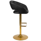 Tabouret de bar contemporain en vinyle, réglable en hauteur avec dossier mi-haut arrondi, lot de 2