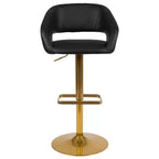 Tabouret de bar contemporain en vinyle, réglable en hauteur avec dossier mi-haut arrondi, lot de 2