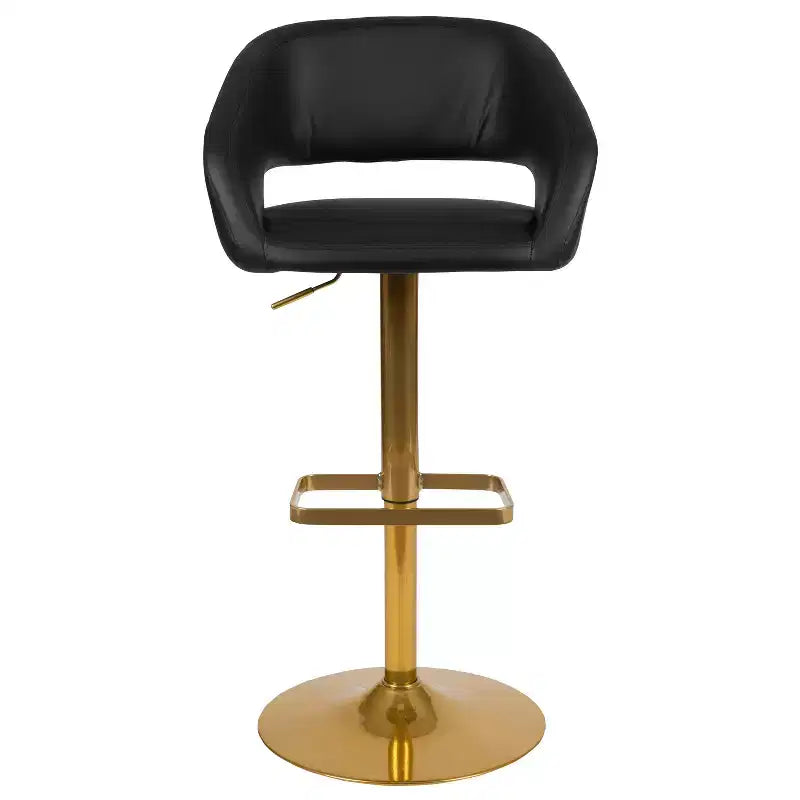 Tabouret de bar contemporain en vinyle, réglable en hauteur avec dossier mi-haut arrondi, lot de 2
