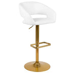 Tabouret de bar contemporain en vinyle, réglable en hauteur avec dossier mi-haut arrondi, lot de 2