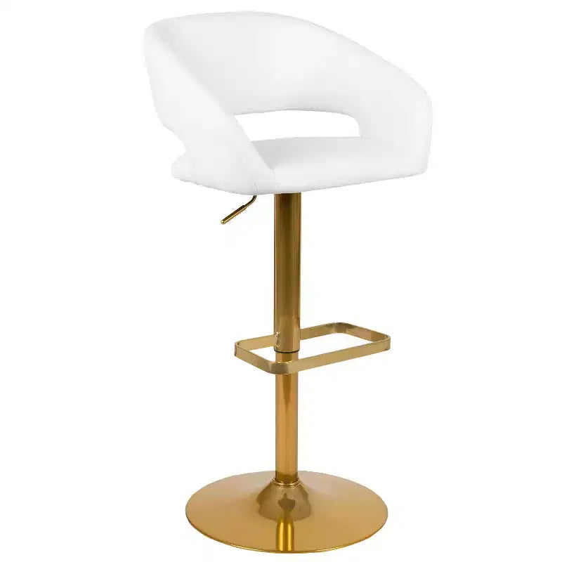 Tabouret de bar contemporain en vinyle, réglable en hauteur avec dossier mi-haut arrondi, lot de 2
