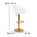 Tabouret de bar contemporain en vinyle, réglable en hauteur avec dossier mi-haut arrondi, lot de 2