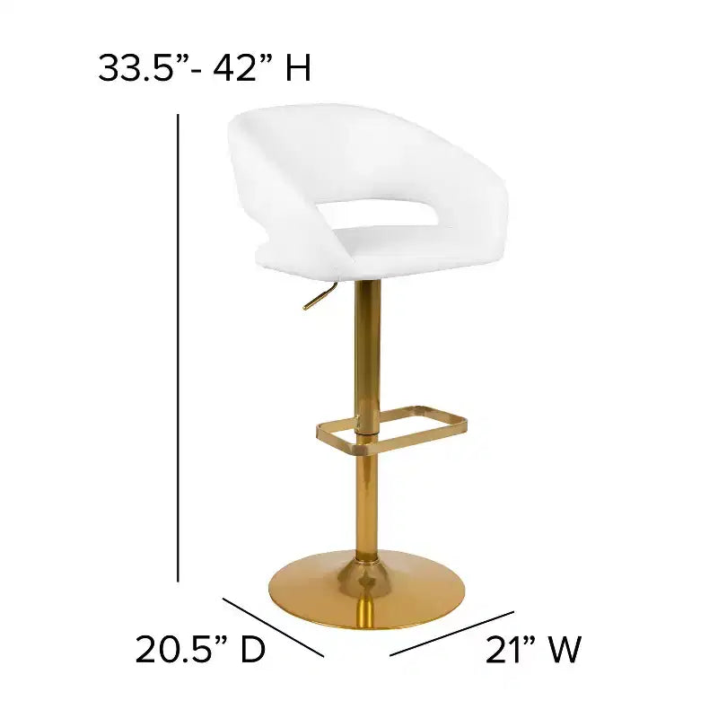 Tabouret de bar contemporain en vinyle, réglable en hauteur avec dossier mi-haut arrondi, lot de 2