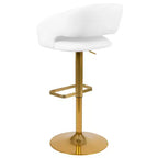 Tabouret de bar contemporain en vinyle, réglable en hauteur avec dossier mi-haut arrondi, lot de 2