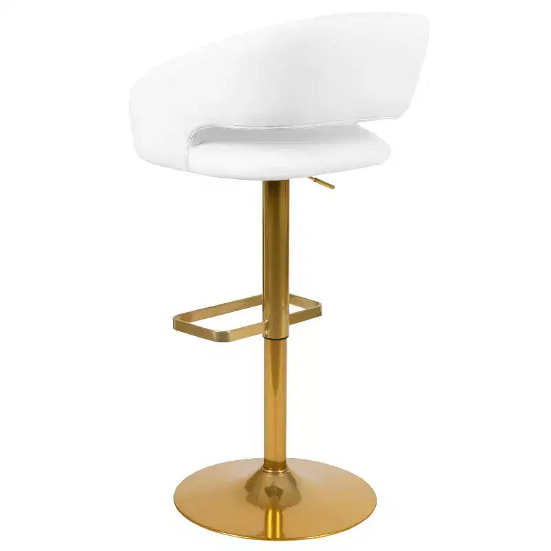 Tabouret de bar contemporain en vinyle, réglable en hauteur avec dossier mi-haut arrondi, lot de 2