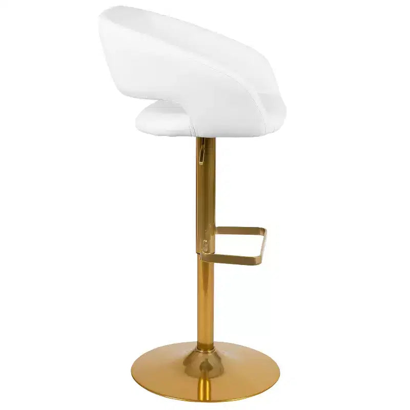 Tabouret de bar contemporain en vinyle, réglable en hauteur avec dossier mi-haut arrondi, lot de 2
