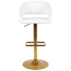Tabouret de bar contemporain en vinyle, réglable en hauteur avec dossier mi-haut arrondi, lot de 2