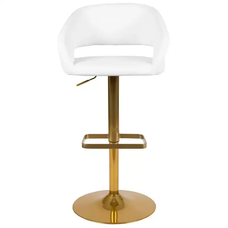 Tabouret de bar contemporain en vinyle, réglable en hauteur avec dossier mi-haut arrondi, lot de 2