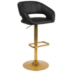 Tabouret de bar contemporain en vinyle, réglable en hauteur avec dossier mi-haut arrondi, lot de 2