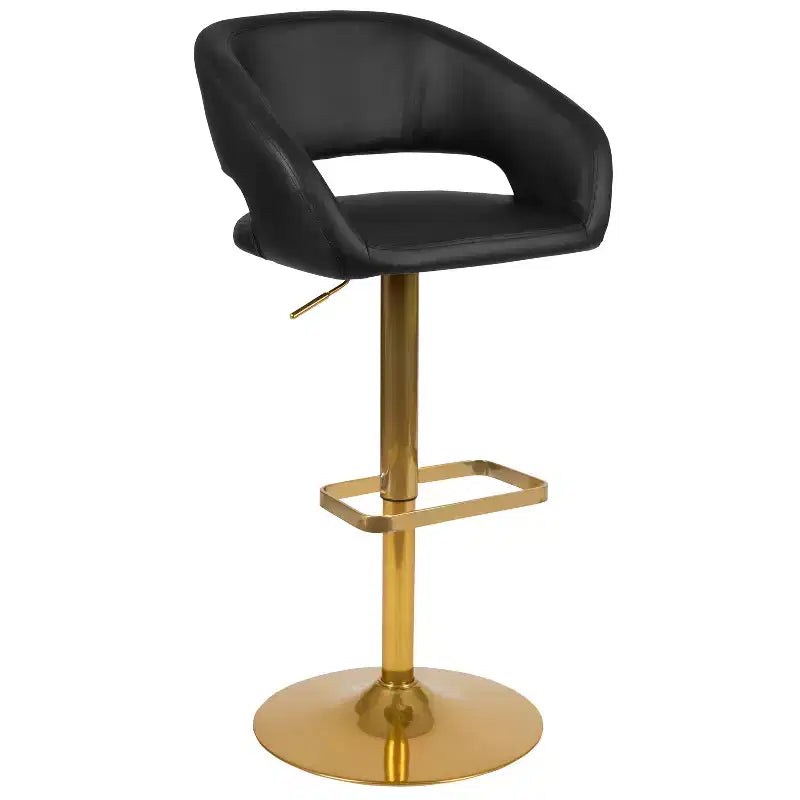 Tabouret de bar contemporain en vinyle, réglable en hauteur avec dossier mi-haut arrondi, lot de 2