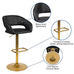 Tabouret de bar contemporain en vinyle, réglable en hauteur avec dossier mi-haut arrondi, lot de 2