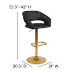 Tabouret de bar contemporain en vinyle, réglable en hauteur avec dossier mi-haut arrondi, lot de 2