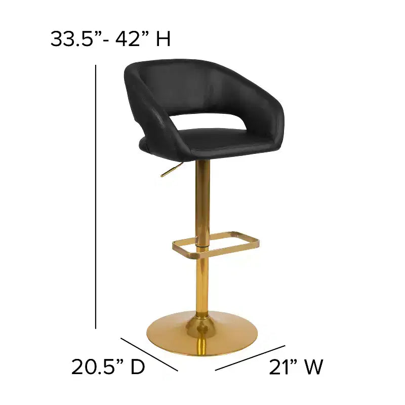 Tabouret de bar contemporain en vinyle, réglable en hauteur avec dossier mi-haut arrondi, lot de 2