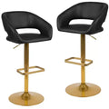 Tabouret de bar contemporain en vinyle, réglable en hauteur avec dossier mi-haut arrondi, lot de 2
