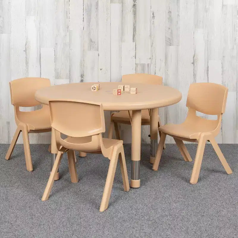 Table d'activités ronde en plastique de 33 po, réglable en hauteur, avec 4 chaises