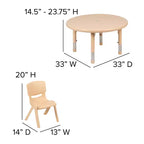 Table d'activités ronde en plastique de 33 po, réglable en hauteur, avec 4 chaises