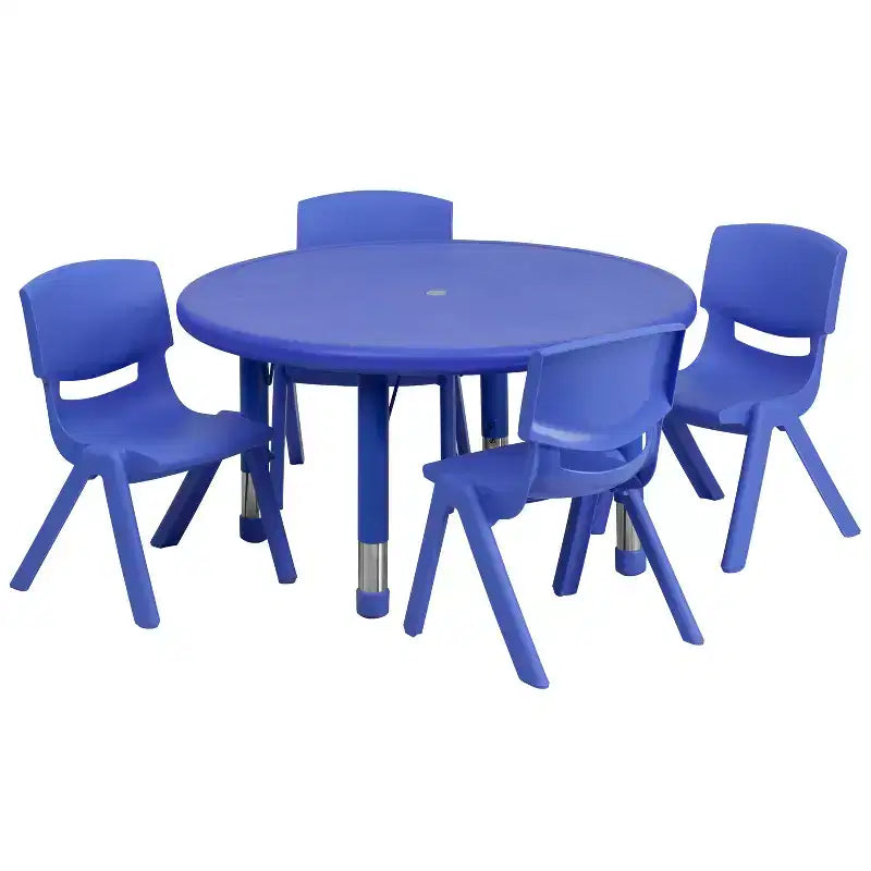 Table d'activités ronde en plastique de 33 po, réglable en hauteur, avec 4 chaises