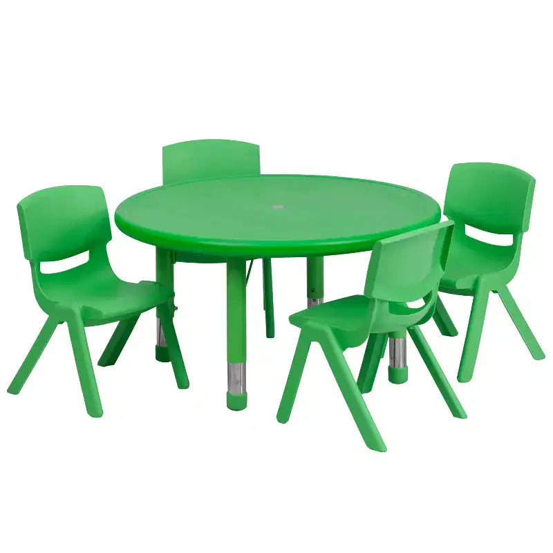 Table d'activités ronde en plastique de 33 po, réglable en hauteur, avec 4 chaises