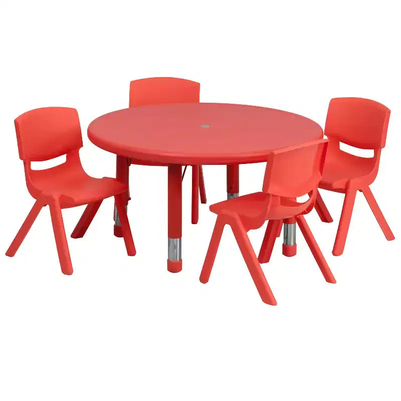 Table d'activités ronde en plastique de 33 po, réglable en hauteur, avec 4 chaises