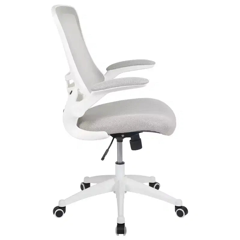 Chaise de bureau ergonomique pivotante en maille à dossier mi-haut avec accoudoirs relevables