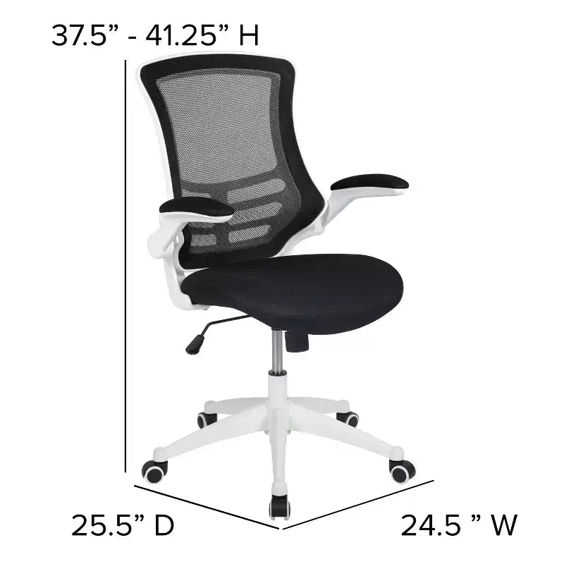 Chaise de bureau ergonomique pivotante en maille à dossier mi-haut avec accoudoirs relevables