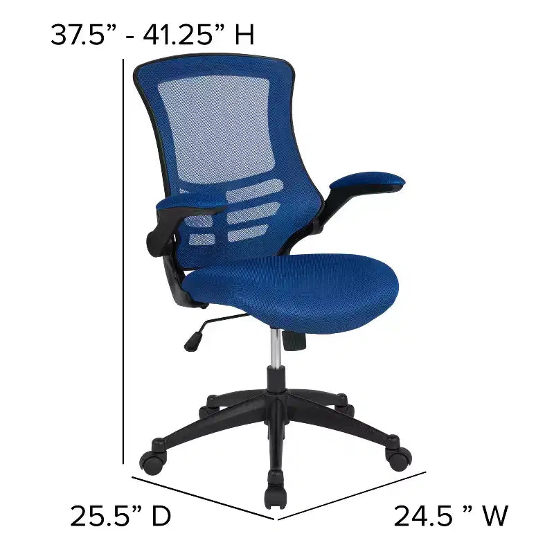 Chaise de bureau ergonomique pivotante en maille à dossier mi-haut avec accoudoirs relevables