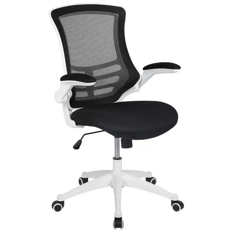 Chaise de bureau ergonomique pivotante en maille à dossier mi-haut avec accoudoirs relevables