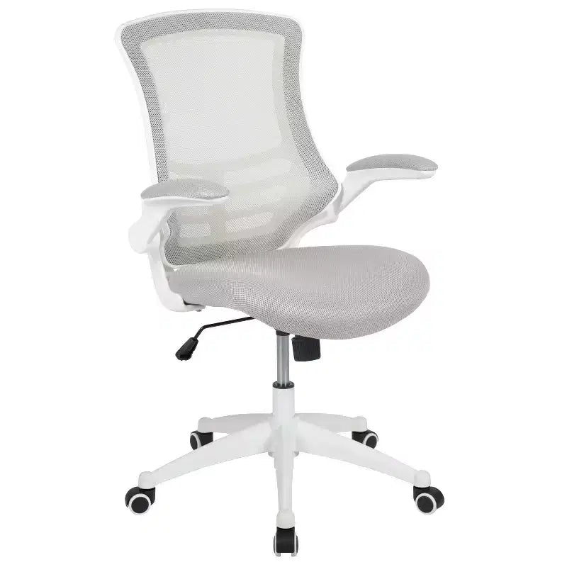 Chaise de bureau ergonomique pivotante en maille à dossier mi-haut avec accoudoirs relevables