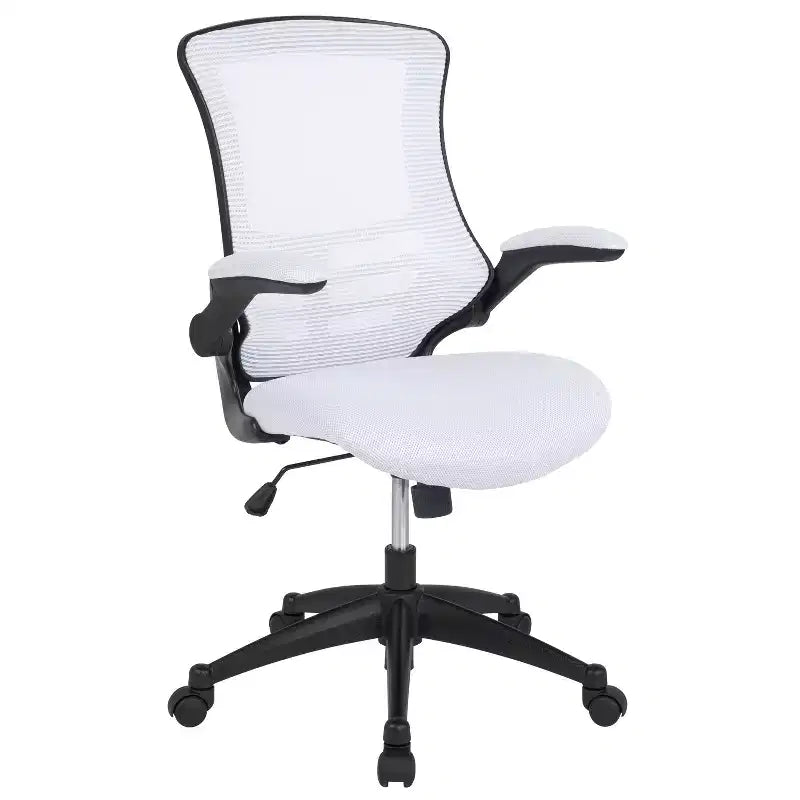 Chaise de bureau ergonomique pivotante en maille à dossier mi-haut avec accoudoirs relevables