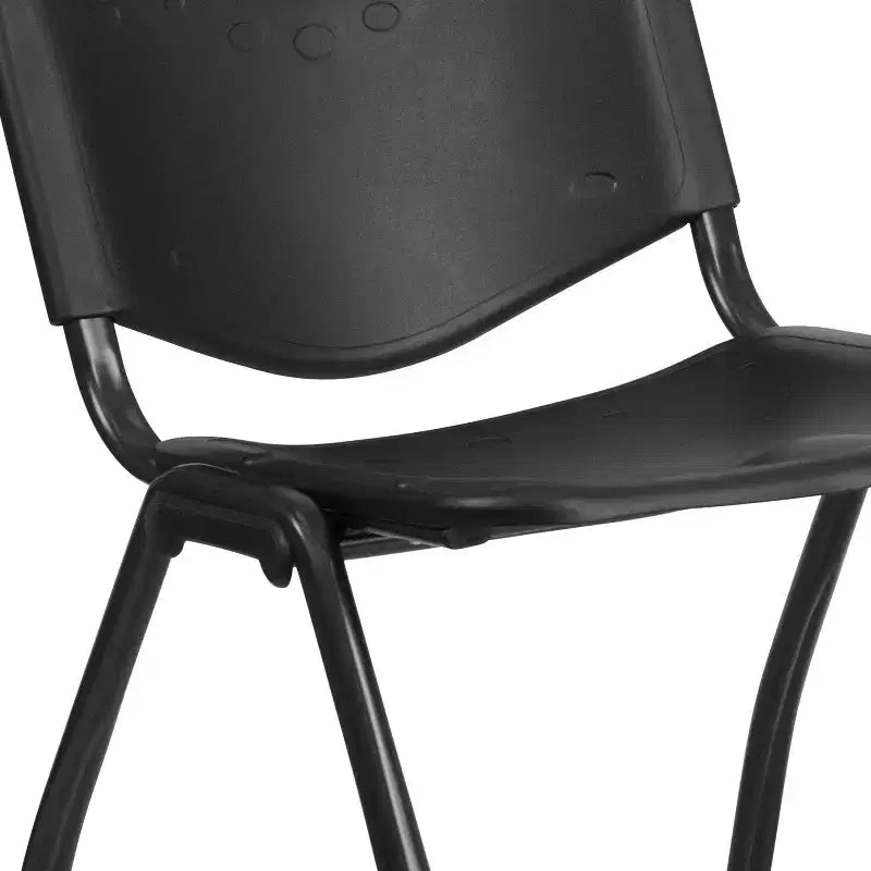 Chaise d'appoint de bureau empilable en plastique noir, capacité de 880 lb