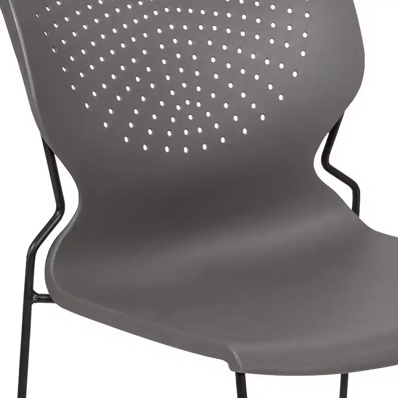 Chaise empilable pour la maison et le bureau avec support lombaire et cadre en métal - Chaise d'appoint