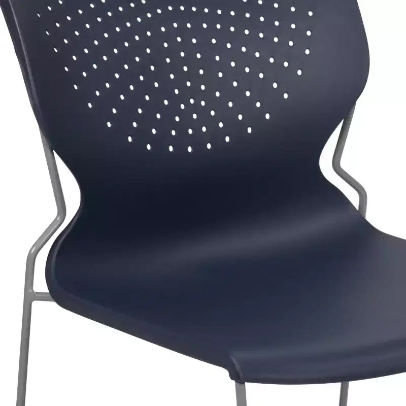 Chaise empilable pour la maison et le bureau avec support lombaire et cadre en métal - Chaise d'appoint