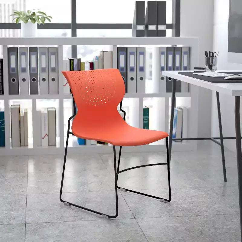 Chaise empilable pour la maison et le bureau avec support lombaire et cadre en métal - Chaise d'appoint