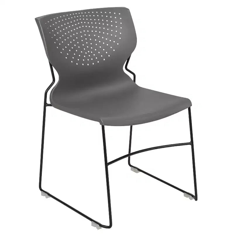 Chaise empilable pour la maison et le bureau avec support lombaire et cadre en métal - Chaise d'appoint