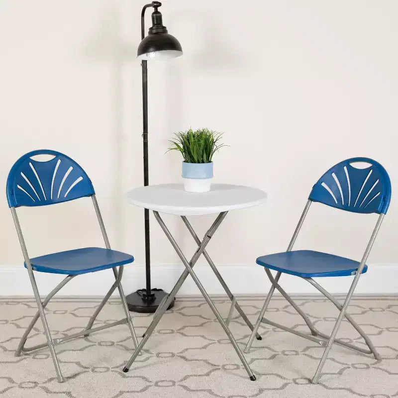 Chaise pliante en plastique avec dossier éventail pour mariage, fête, maison, bureau, lot de 2
