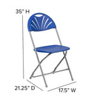 Chaise pliante en plastique avec dossier éventail pour mariage, fête, maison, bureau, lot de 2