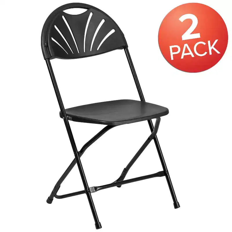 Chaise pliante en plastique avec dossier éventail pour mariage, fête, maison, bureau, lot de 2