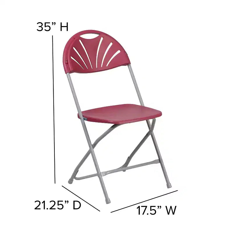 Chaise pliante en plastique avec dossier éventail pour mariage, fête, maison, bureau, lot de 2