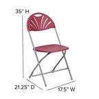 Chaise pliante en plastique avec dossier éventail pour mariage, fête, maison, bureau, lot de 2