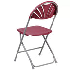 Chaise pliante en plastique avec dossier éventail pour mariage, fête, maison, bureau, lot de 2