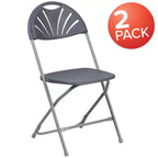 Chaise pliante en plastique avec dossier éventail pour mariage, fête, maison, bureau, lot de 2