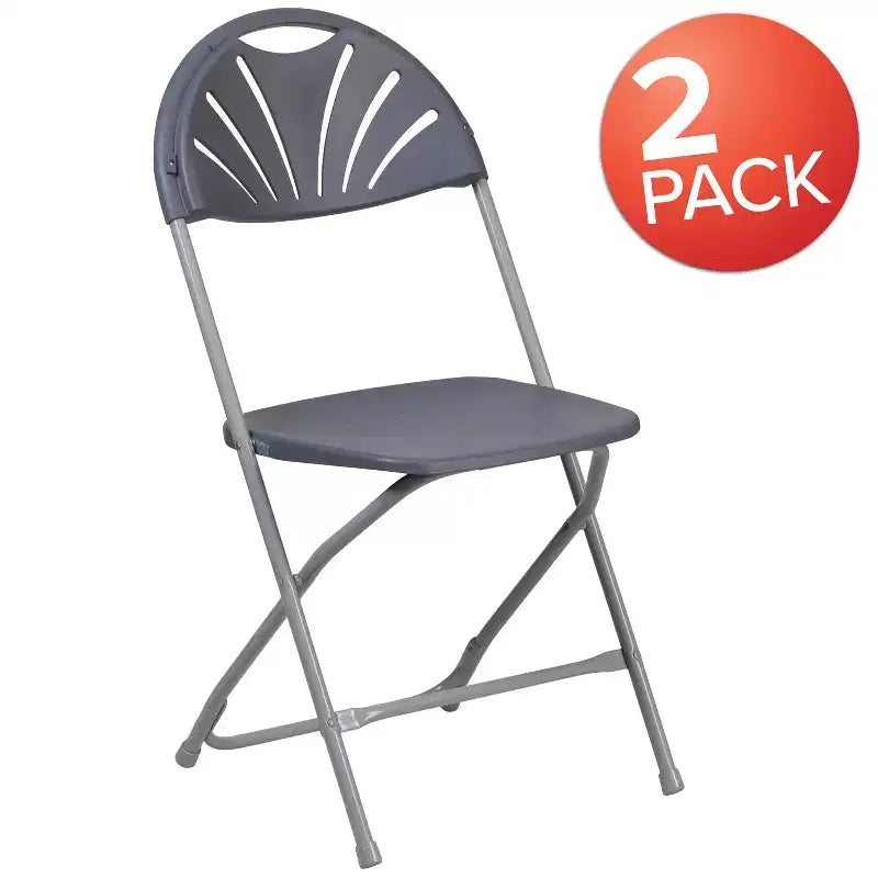Chaise pliante en plastique avec dossier éventail pour mariage, fête, maison, bureau, lot de 2