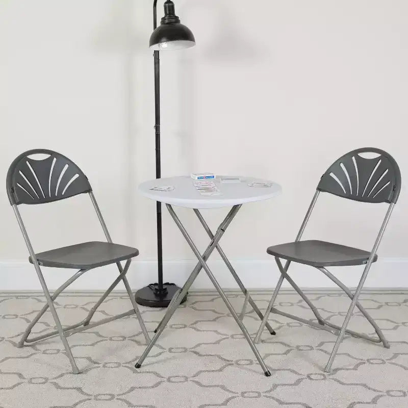 Chaise pliante en plastique avec dossier éventail pour mariage, fête, maison, bureau, lot de 2