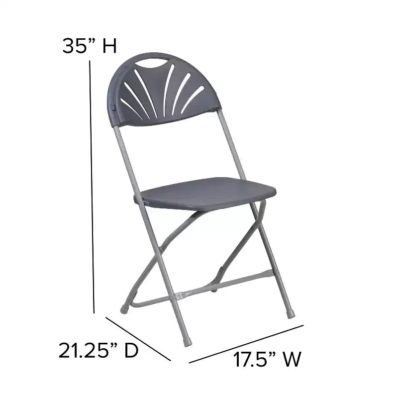 Chaise pliante en plastique avec dossier éventail pour mariage, fête, maison, bureau, lot de 2