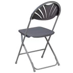 Chaise pliante en plastique avec dossier éventail pour mariage, fête, maison, bureau, lot de 2
