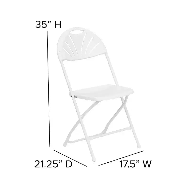 Chaise pliante en plastique avec dossier éventail pour mariage, fête, maison, bureau, lot de 2